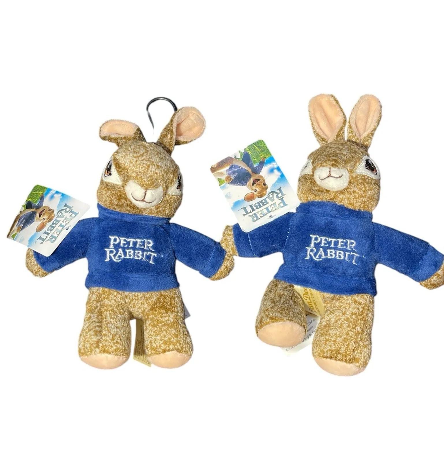 Product image for Peter Rabbit Mini Stuffed Plush Backpack Key Clip 6" Movie 2022 Lot of 2 *NEW* - new