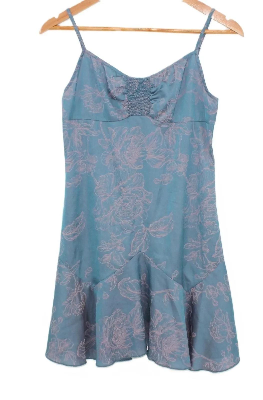 Product image for Floral Ruffle Hem Satin Mini Dress Y2K Babydoll Fairy Blue Pink Summer Size S - Cider