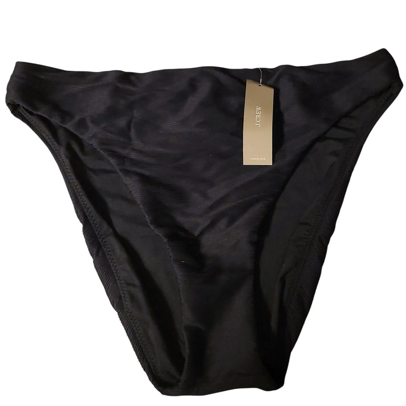 Product image for NWT J.Crew Ribbed High Rise Cheeky Bikini Bottom Women Beach Vacation Swim Sz M - new-with-tags - J.Crew