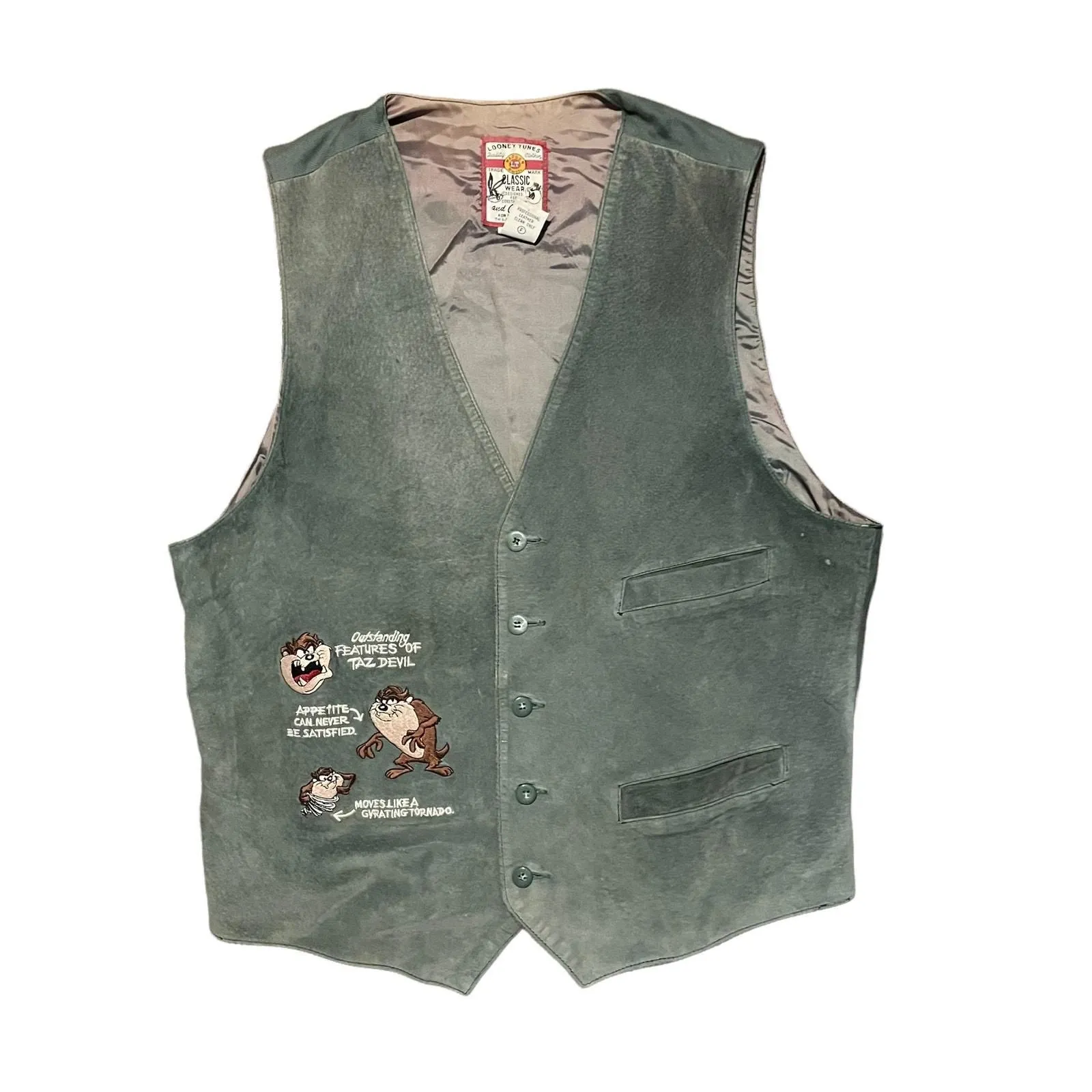Product image for Vintage Looney Tunes Leather Tasmanian Devil Vest Medium - pre-owned---good - Looney Tunes