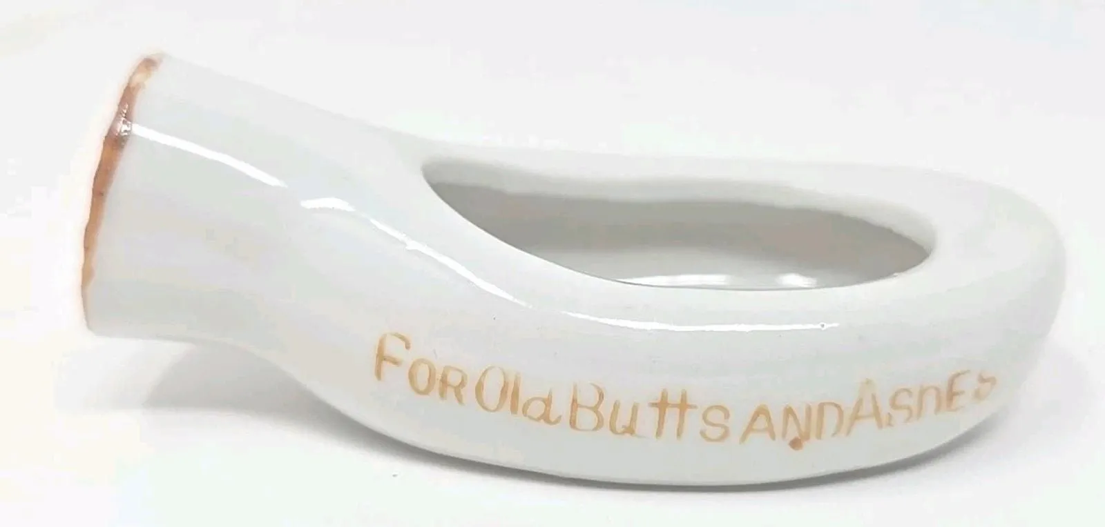Product image for 1950's Rare "For Old Butts and Ashes" Bed Pan Toilet Ashtray Orange U292