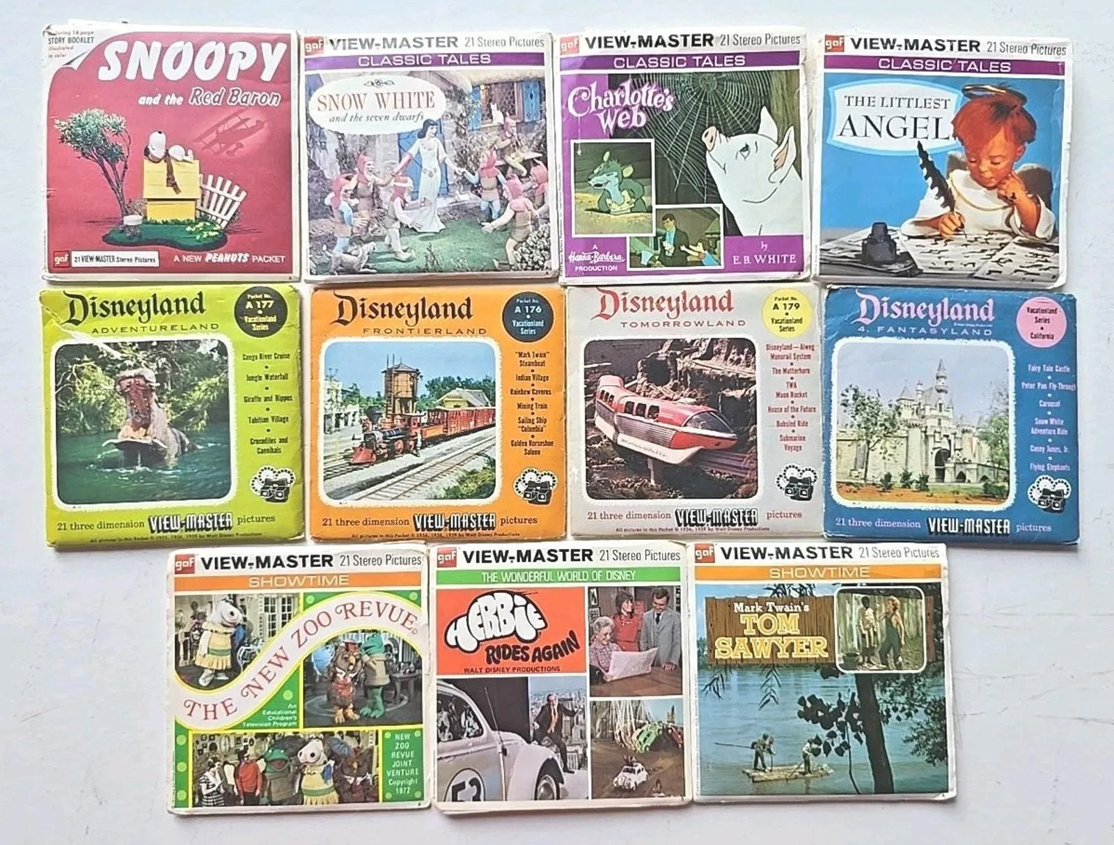 Product image for Vintage GAF Viewmaster Reels Lot 0f 11 TV Movies Cartoons Disney More NOTE U306