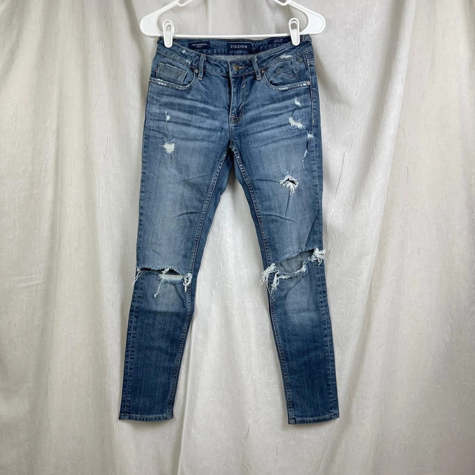 Product image for Vigoss The Thompson Tomboy Distressed Ripped Skinny Denim Jeans Size 26 - 26 - Bottoms - pre-owned---good - Vigoss