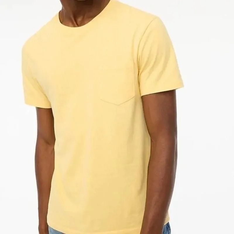 Product image for J. Crew Factory Slim Washed Yellow Pocket Crew Neck T-Shirt Tee Size S Small - S - Tops - pre-owned---excellent - J. Crew Factory