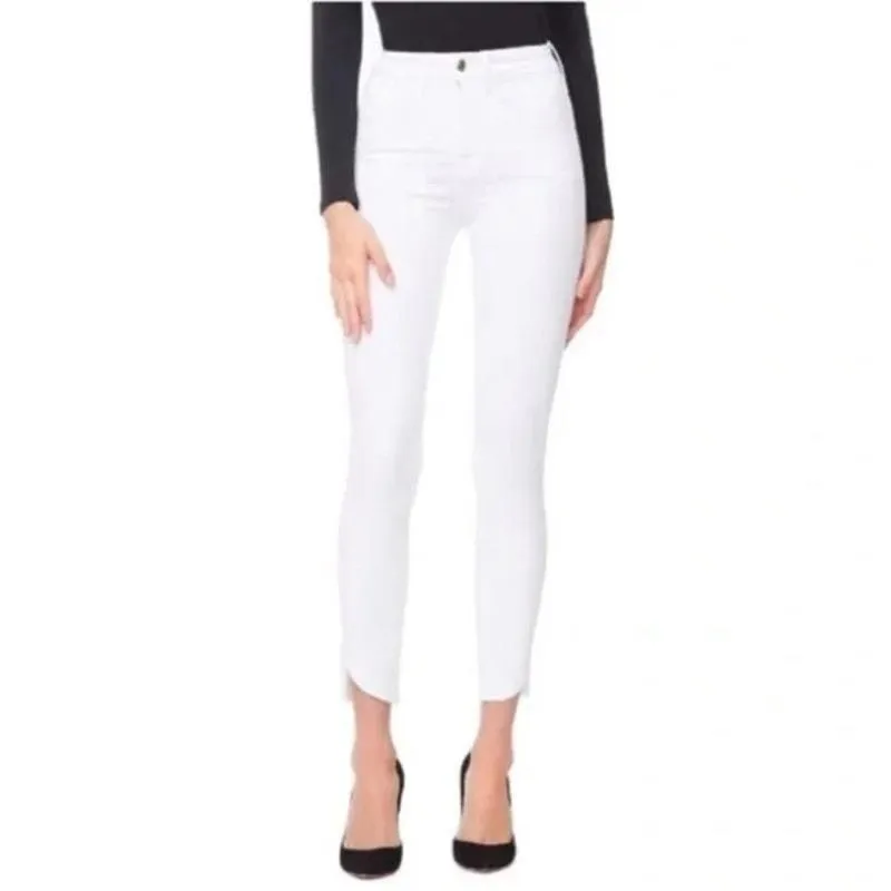 Product image for Good American Good Legs Cascade Hem Skinny Jeans White High-Rise Denim 4/27 - 4 - Bottoms - pre-owned---excellent - Good American