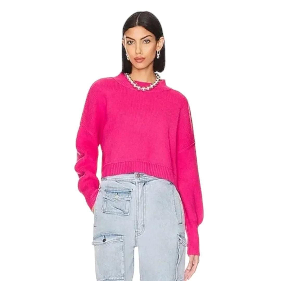 Product image for Free People Easy Street Crop Pullover Sweater Bright Pink Long Sleeve Size S - S - Sweaters - pre-owned---excellent - Free People