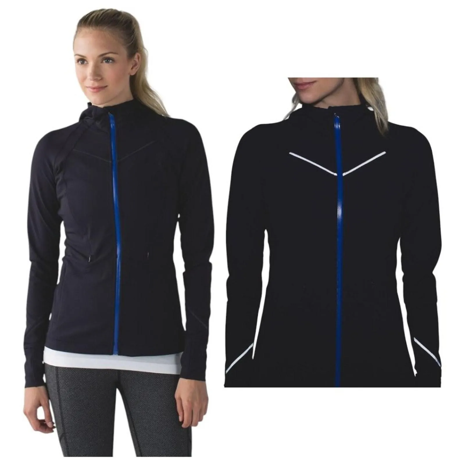 Product image for Lululemon Rain-On Train-On Jacket Black Reflective Athletic Lightweight Size 6 - new-without-tags - lululemon athletica