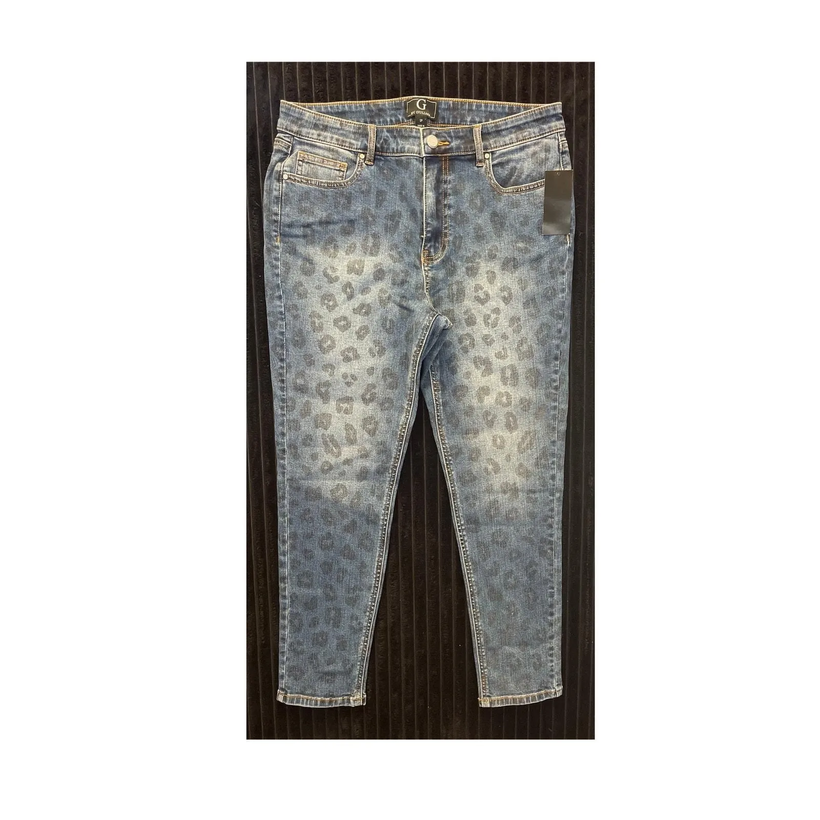 G by Giuliana Women's Blue Cheetah Print High-Rise Jeans Size 12P