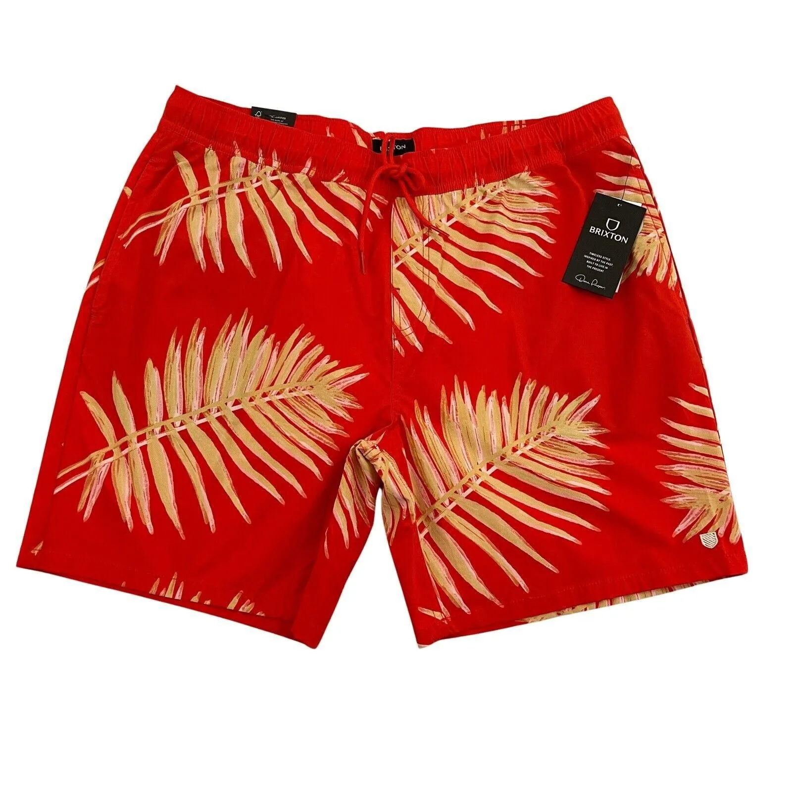 Product image for Brixton Voyage Shorts Mens XL Aloha Red Swim Hiking Casual Drawstring NEW - new-with-tags - Brixton
