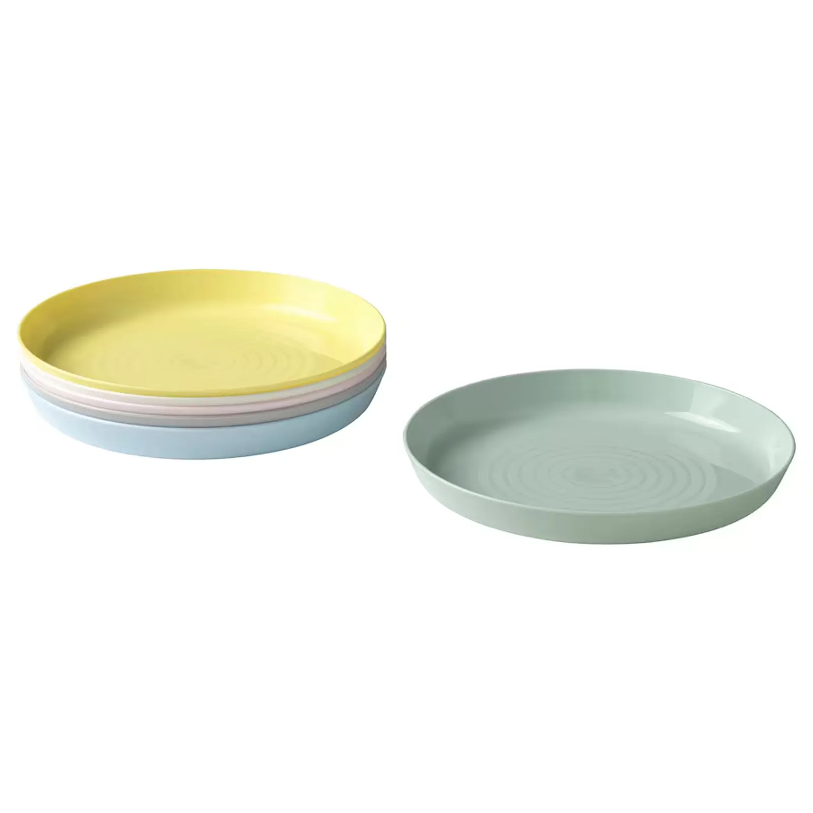 Product image for Lot of 6x IKEA KALAS Stackable Kids Plates Mixed Pastel Colors Polypropylene NEW
