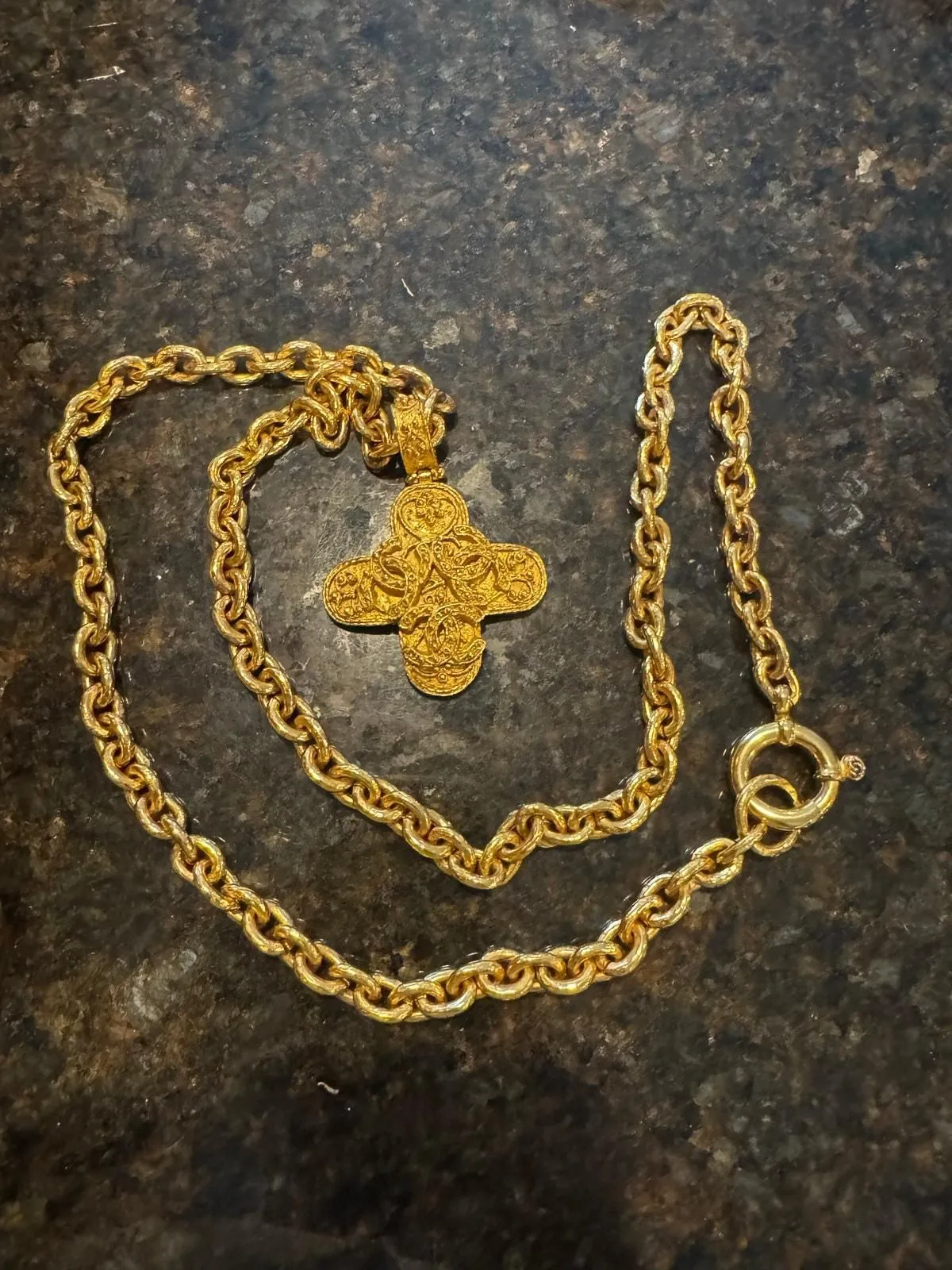 Product image for 40 Chanel Vintage Filigree Cross Necklace 34" 24k gold plated - pre-owned---excellent