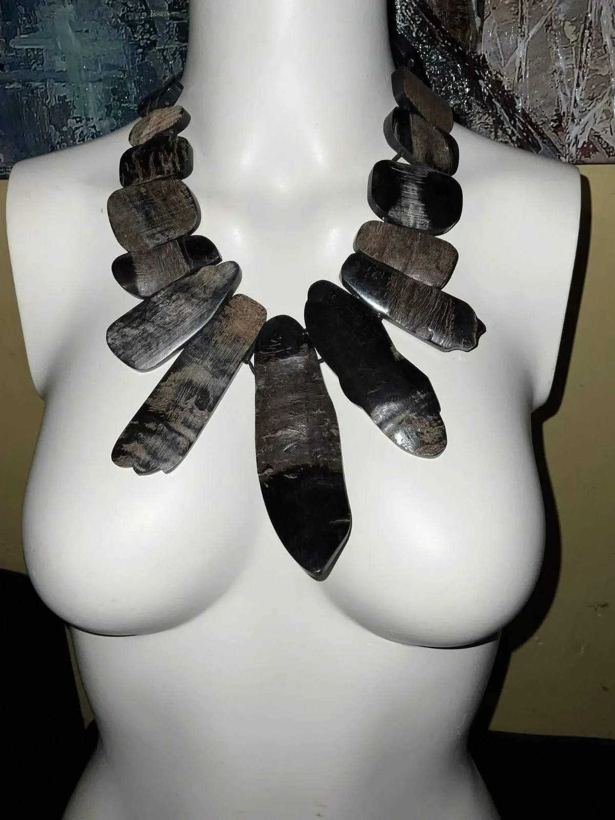 Product image for Iris Apfel & Bajalia Bold Black Wood Necklace Global Statement Jewelry - Necklace - new