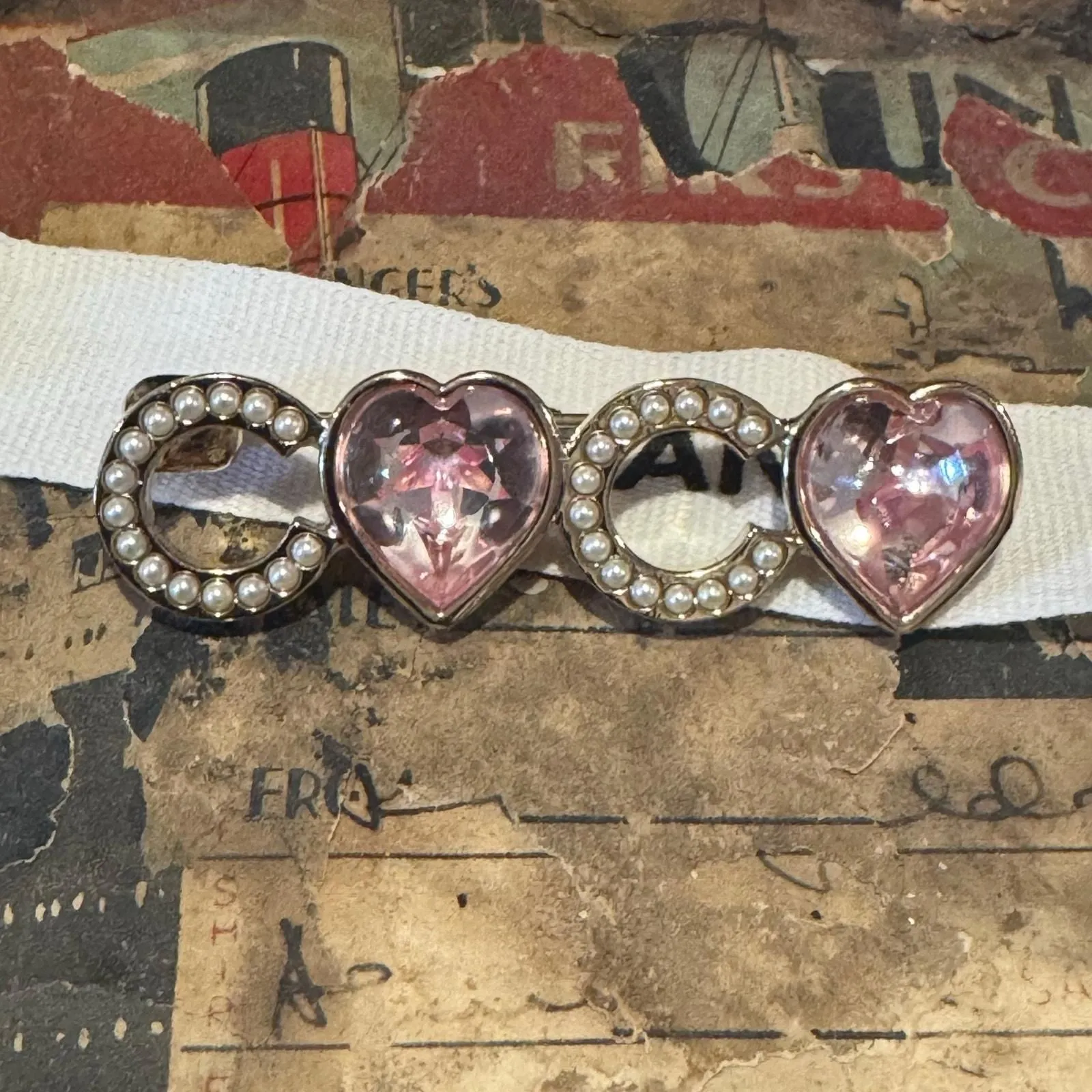 Product image for 47 Authentic Chanel Champagne Gold and Pink Heart Brooch