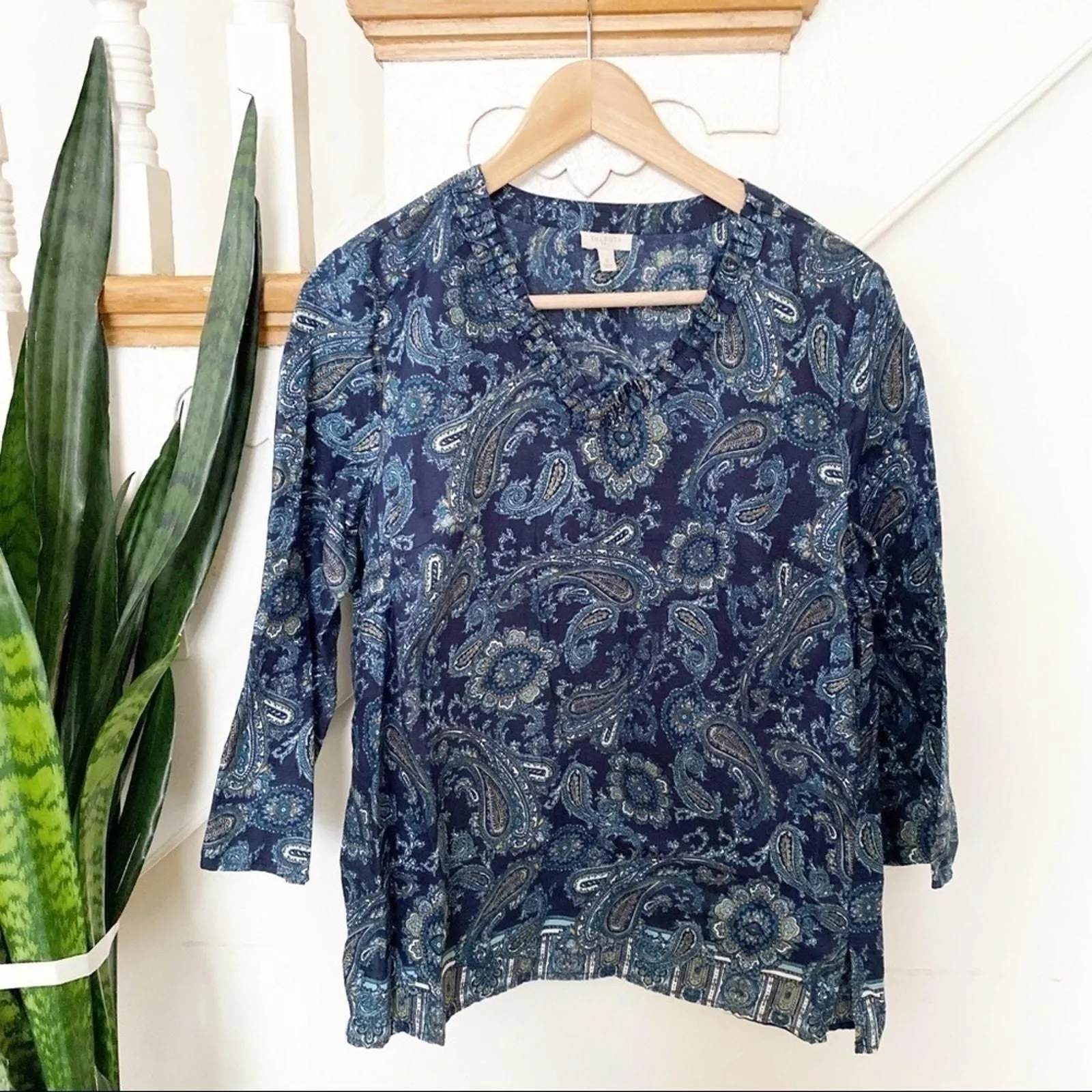 Product image for Talbots blue green paisley pattern blouse sz Small - new-without-tags - Talbots