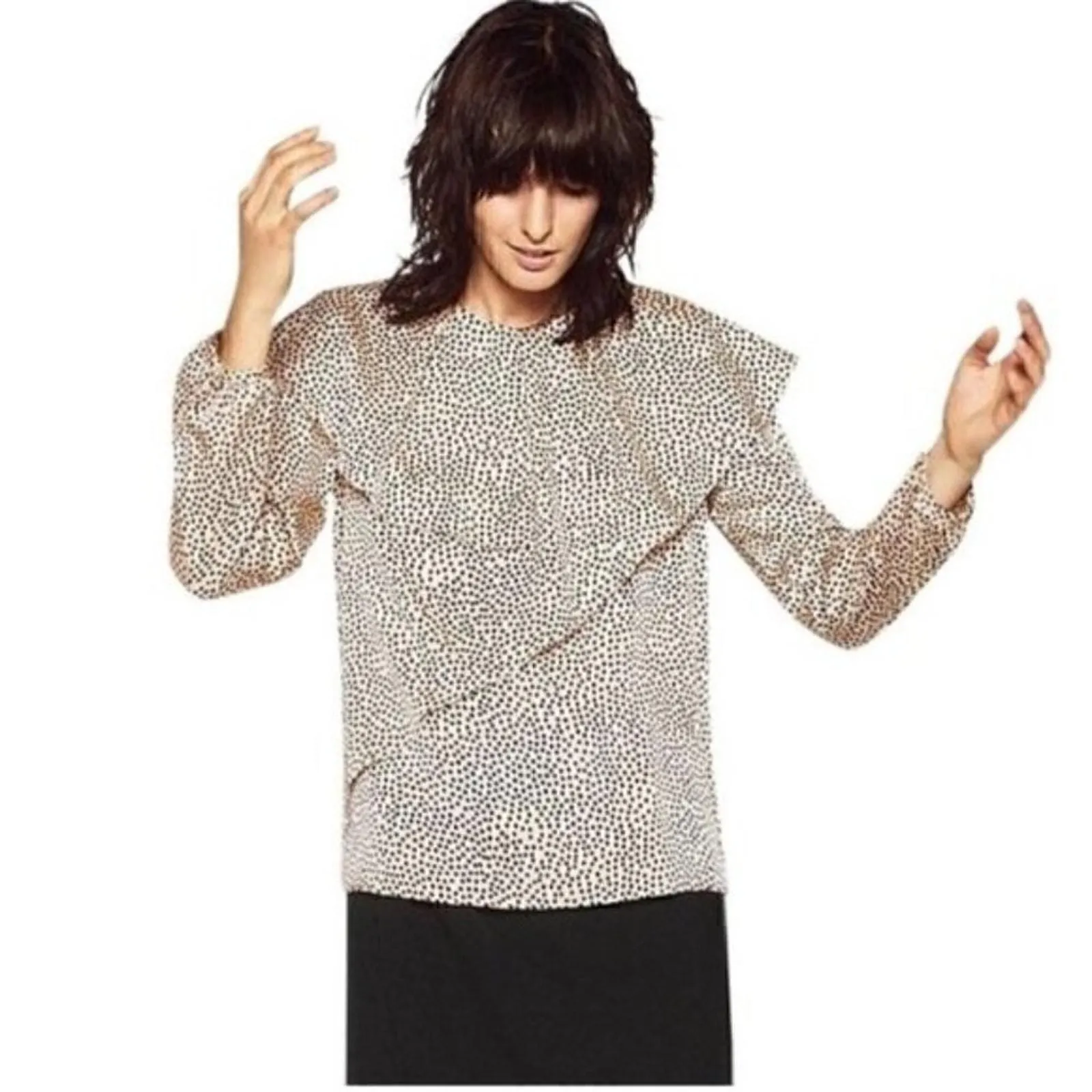 Product image for Zara Women's Cream Black Double Frill Polka Dot Blouse Size S - new-without-tags - Zara