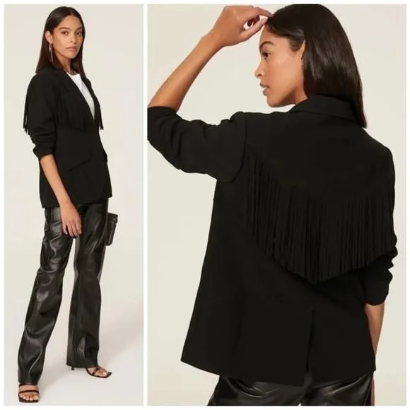 Product image for Cinq a sept Black Fringe Dani Blazer Size 2