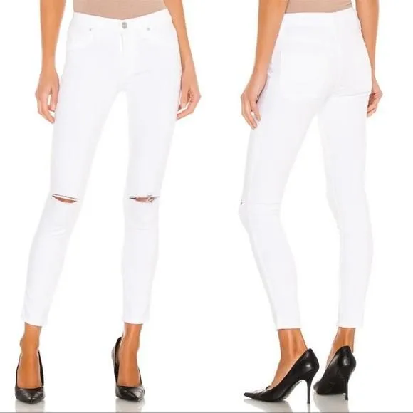 Product image for Hudson Nico Mid Rise Super Skinny Jeans White Revolve Size 30