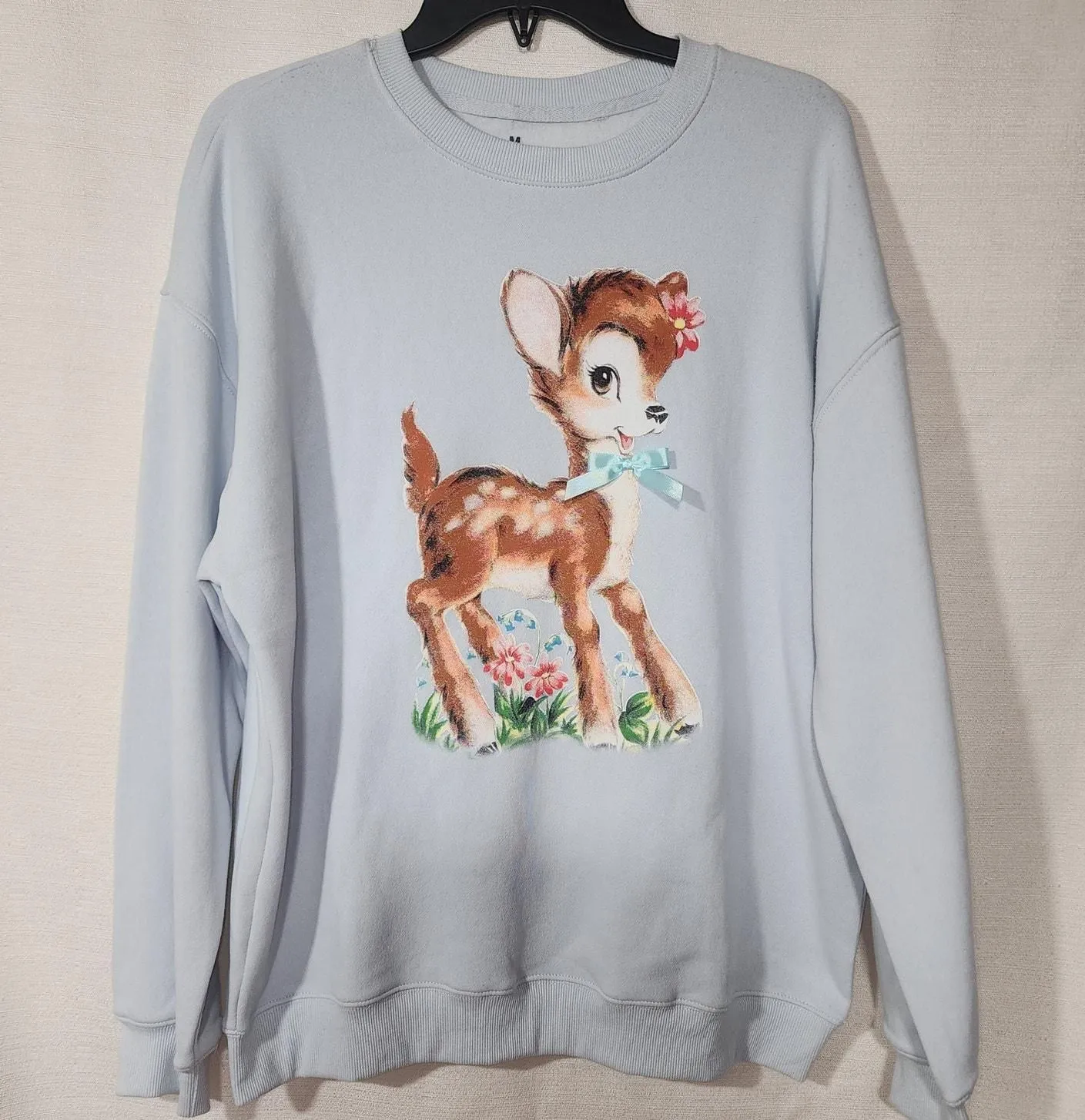 Product image for Fawn with bow women's medium blue sweatshirt - new-with-tags - Goodie Two Sleeves