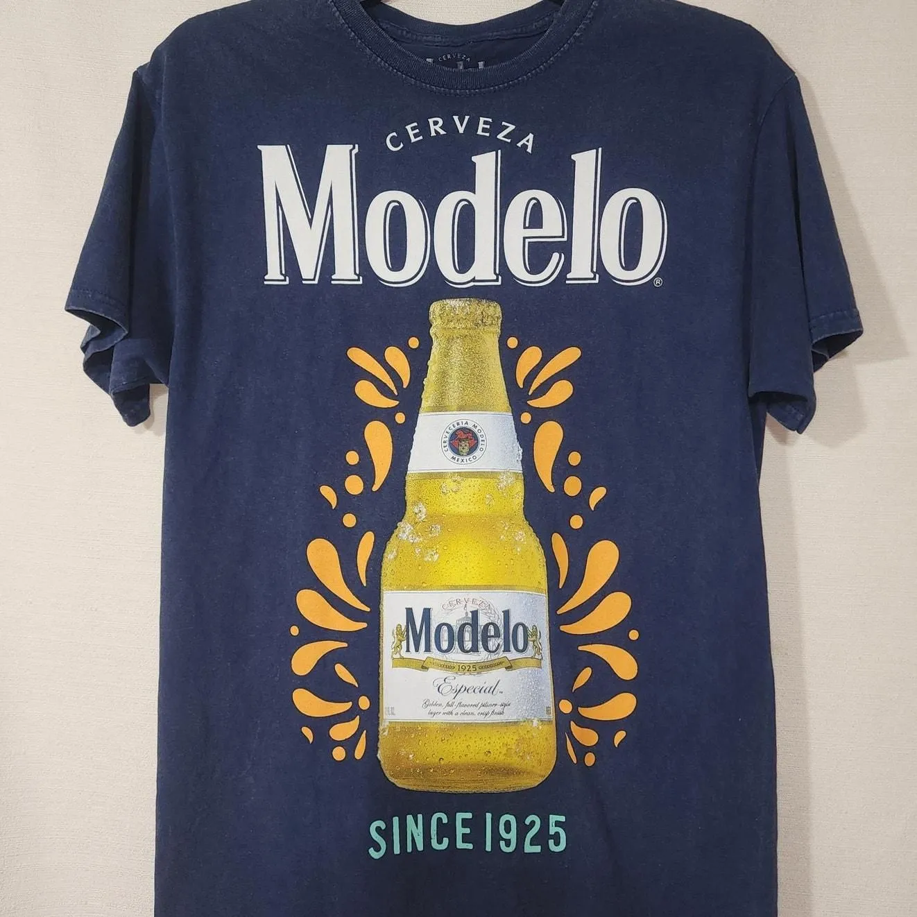 Product image for Modelo Cerveza since 1925 men's medium blue shirt - new-with-tags - modelo