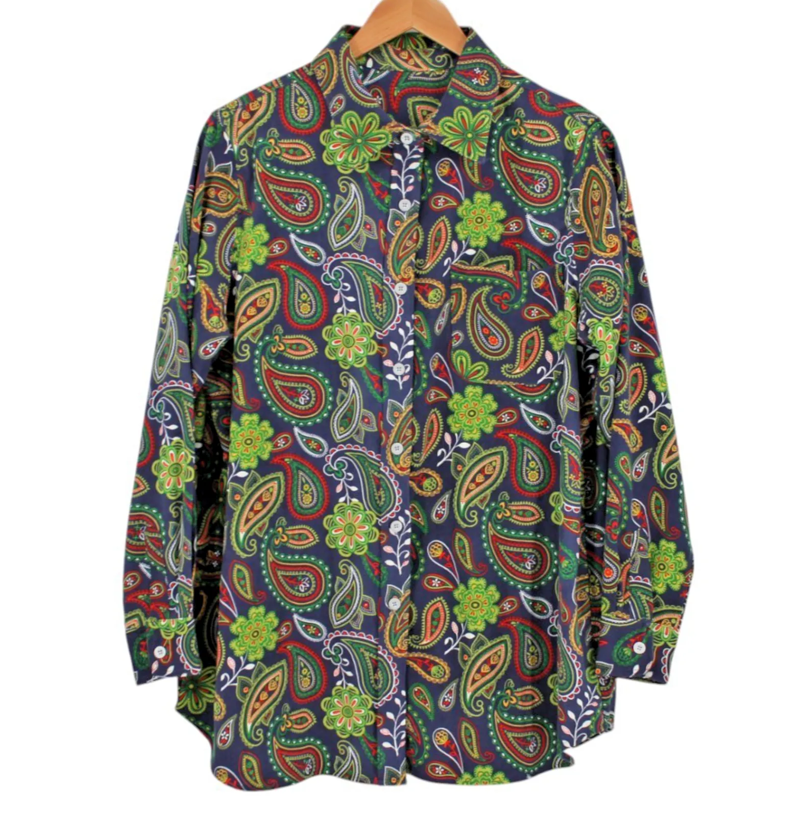 Product image for Paisley Floral Button Down Shirt Boho Hippie Maximalist Retro Layering Size XL - Unbranded