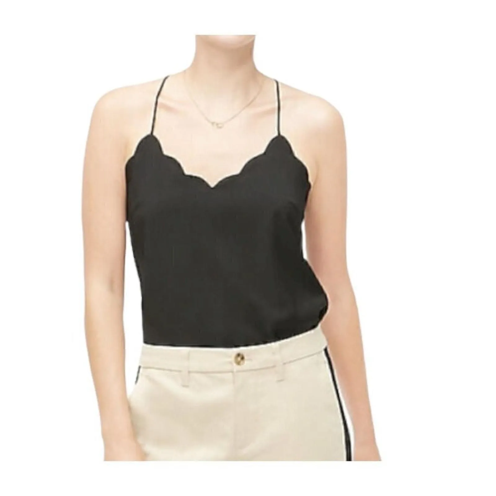 Product image for J.Crew Factory NWT Women's Black Scalloped Cami Top Size 00 - new-with-tags - J. Crew Factory