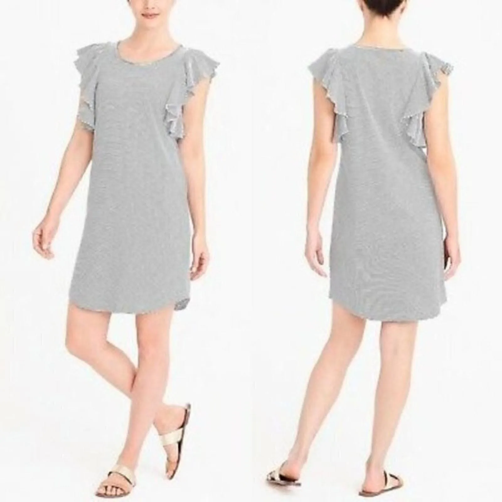 Product image for J.Crew striped ruffle shoulders mini dress sz S - new-without-tags - J. Crew