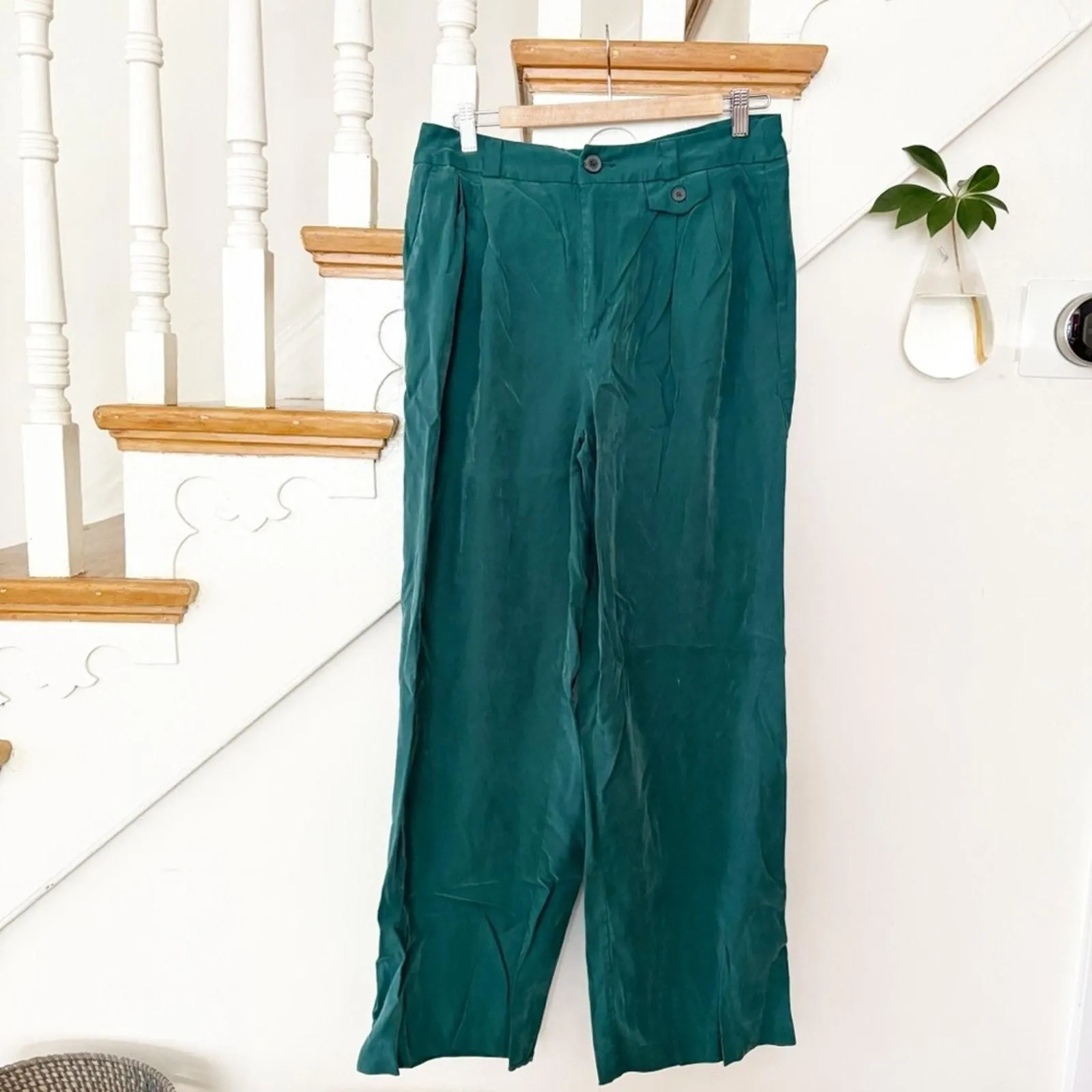 Product image for A New Day Green Wide Leg Pleated Front Trouser Pants High Waist Size 10 - new-without-tags - a new day