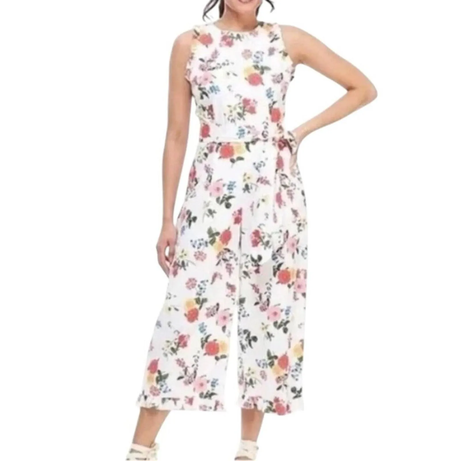 Product image for NWT Gal Meets Glam Beverly Floral Cropped Jumpsuit Sleeveless Belted Size 6 - new-with-tags - Gal Meets Glam