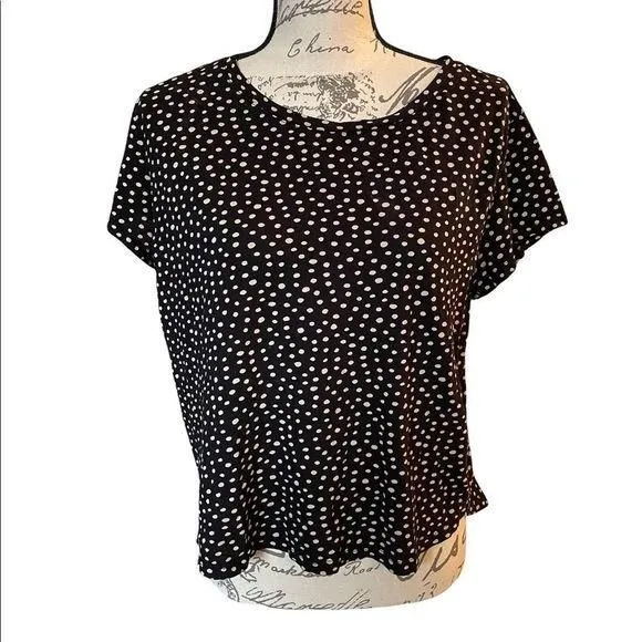 Product image for H&m black and white polka dot short sleeve top size Large