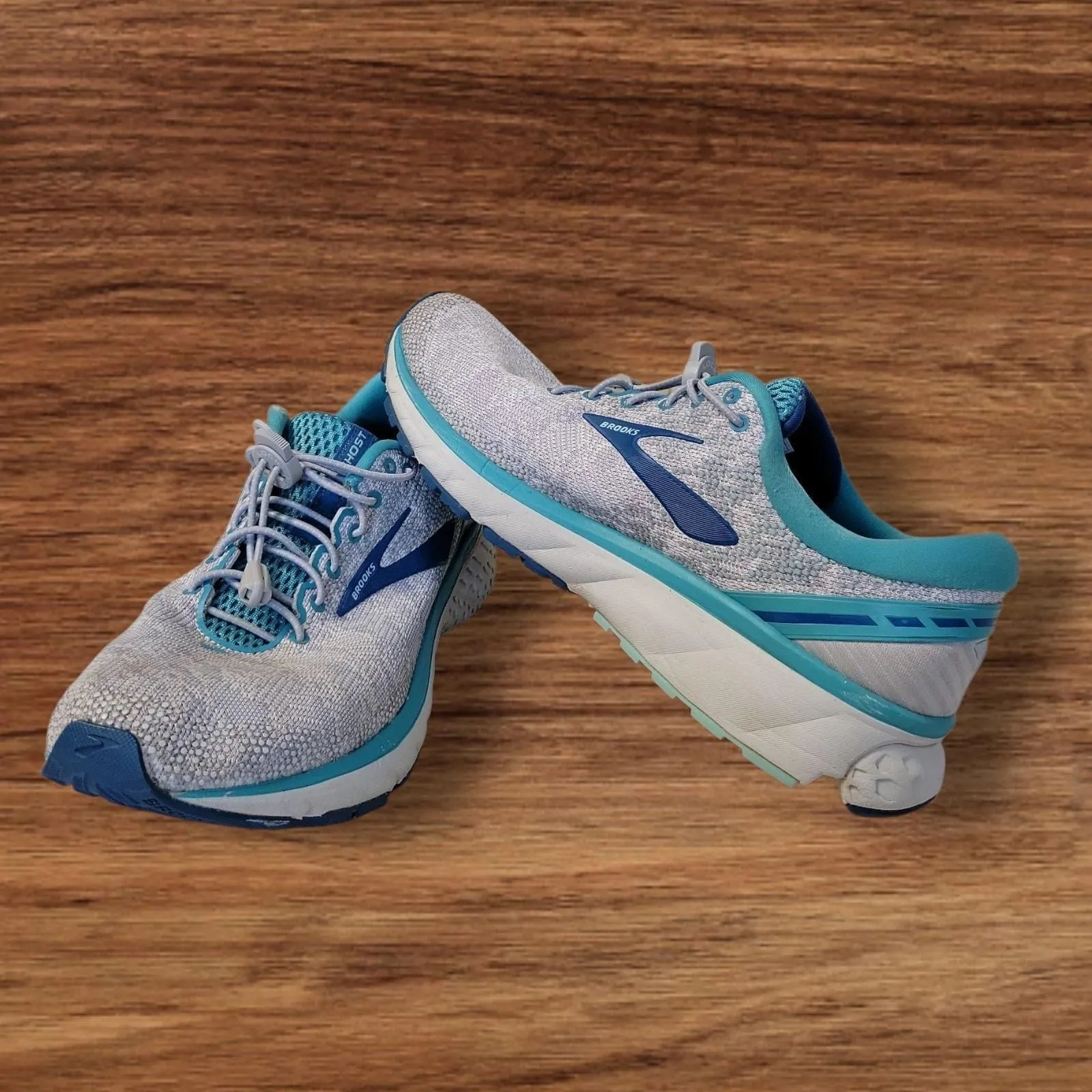 Product image for Brooks Ghost 11 Running Shoes Womens Size 11 Blue Gray Teal Lock Laces Sporty - used - Brooks