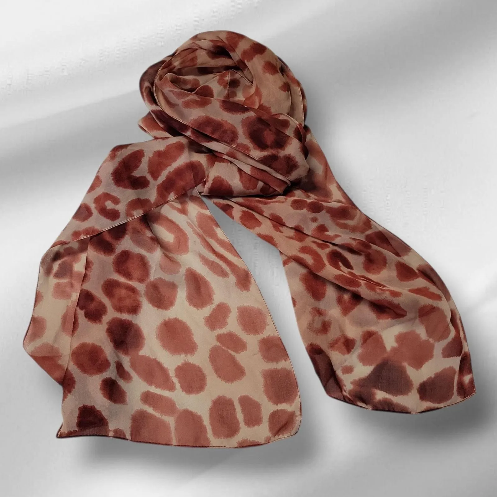 Product image for Nordstrom Silk Chiffon Scarf Leopard Sheer Italy Glam Quiet Luxury Old Hollywood