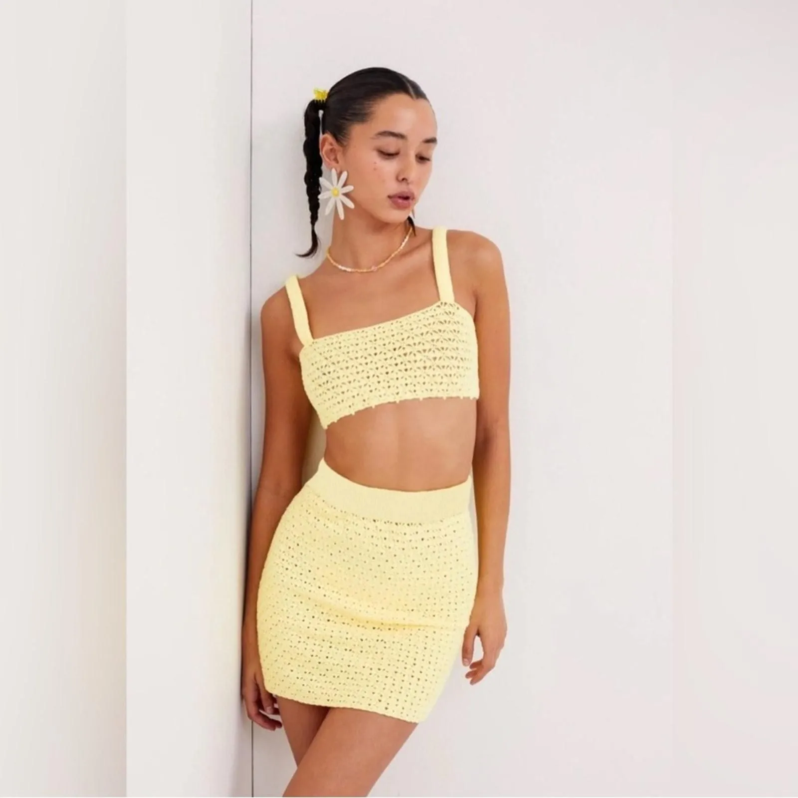 Product image for For love and lemons Charlotte set (bralette and skirt) XL crochet set
