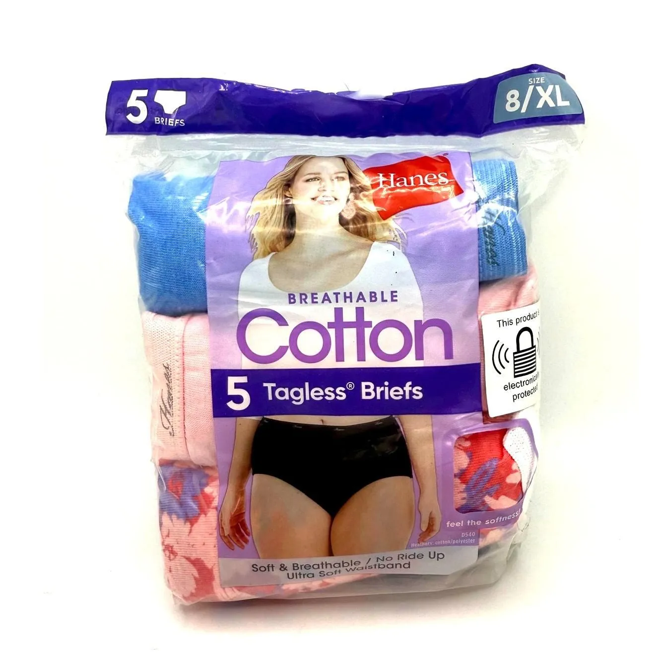 Product image for Hanes Soft Breathable Cotton 5 Tagless Briefs Ultra Soft Waistband Size 8/XL - new-with-tags - Hanes