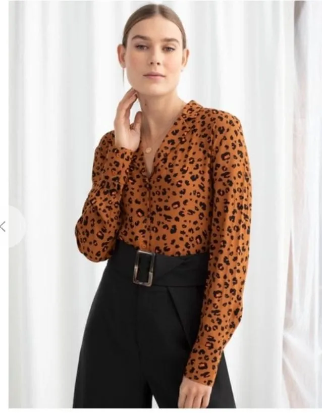 Product image for & Other Stories Leopard Print Button Up Long Sleeve Blouse Size 4- EU 36 - 78 - 4 - Tops - pre-owned---excellent - & Other Stories