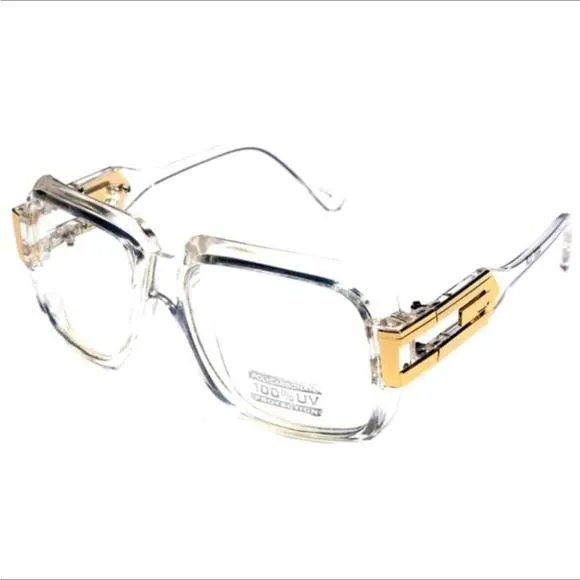 Product image for Mens Clear and GOLD RETRO LOOK GAZELLE GLASSES *NEW