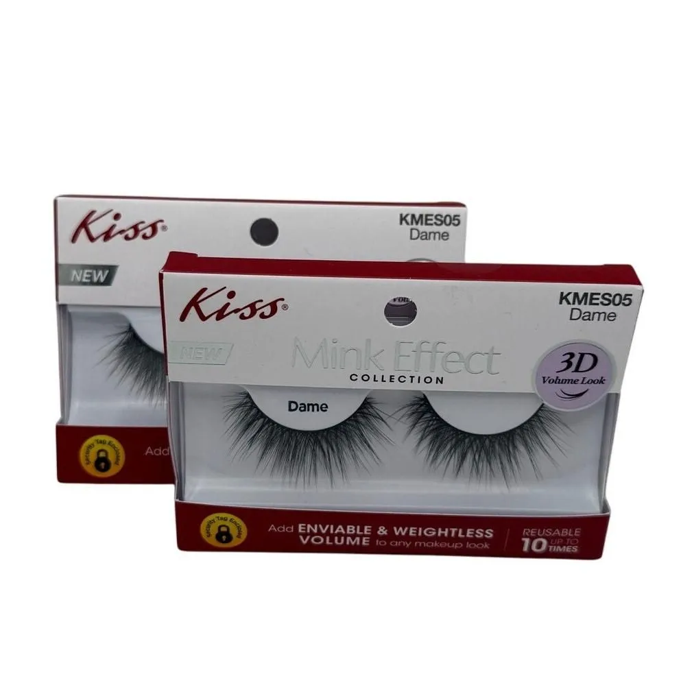 Product image for Lot of 2 Kiss Mink Effect Collection 3D Look Up to 10 Time Reusable Lashes