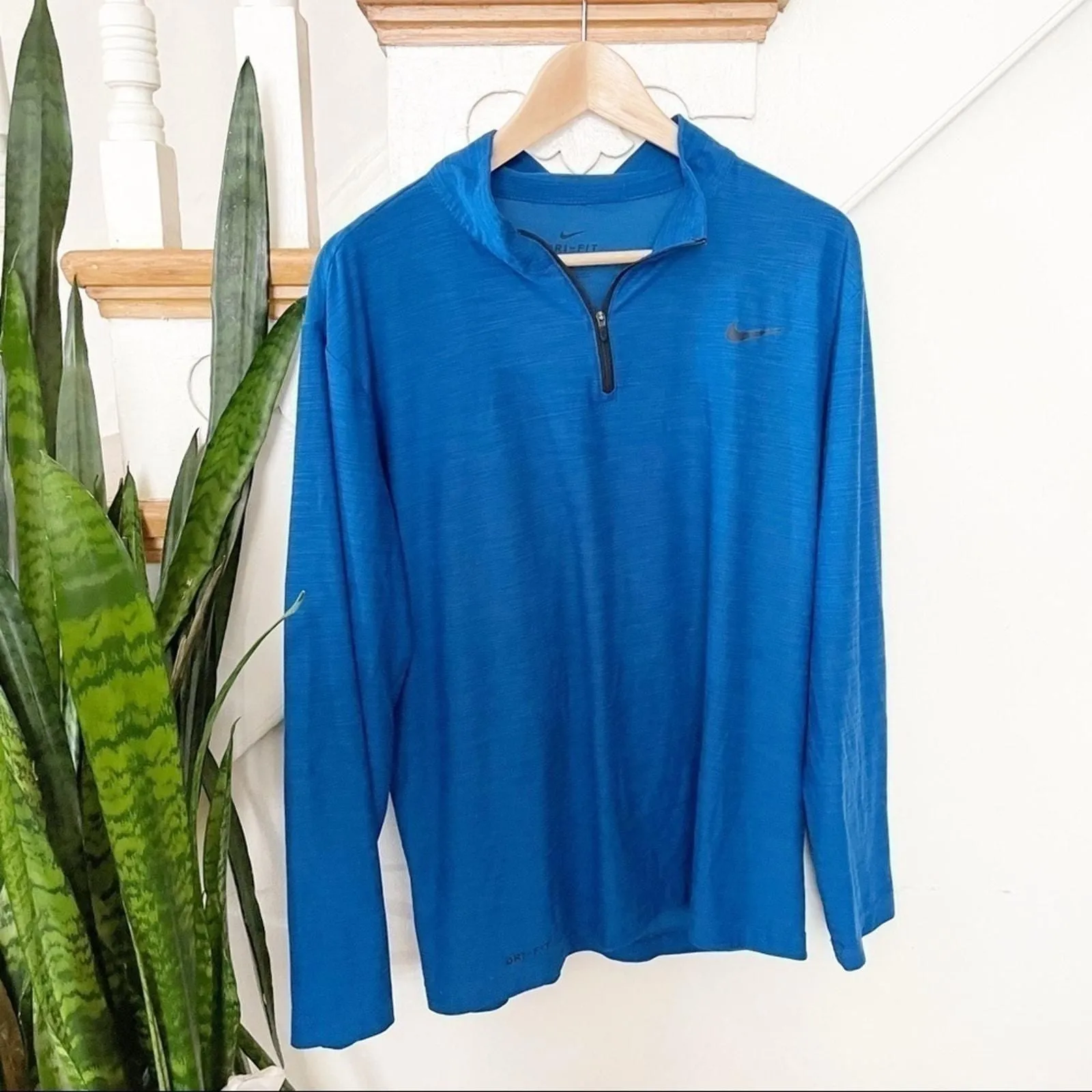 Product image for Nike Dri-Fit Blue 1/4 Zip Long Sleeve Pullover - new-without-tags - Nike