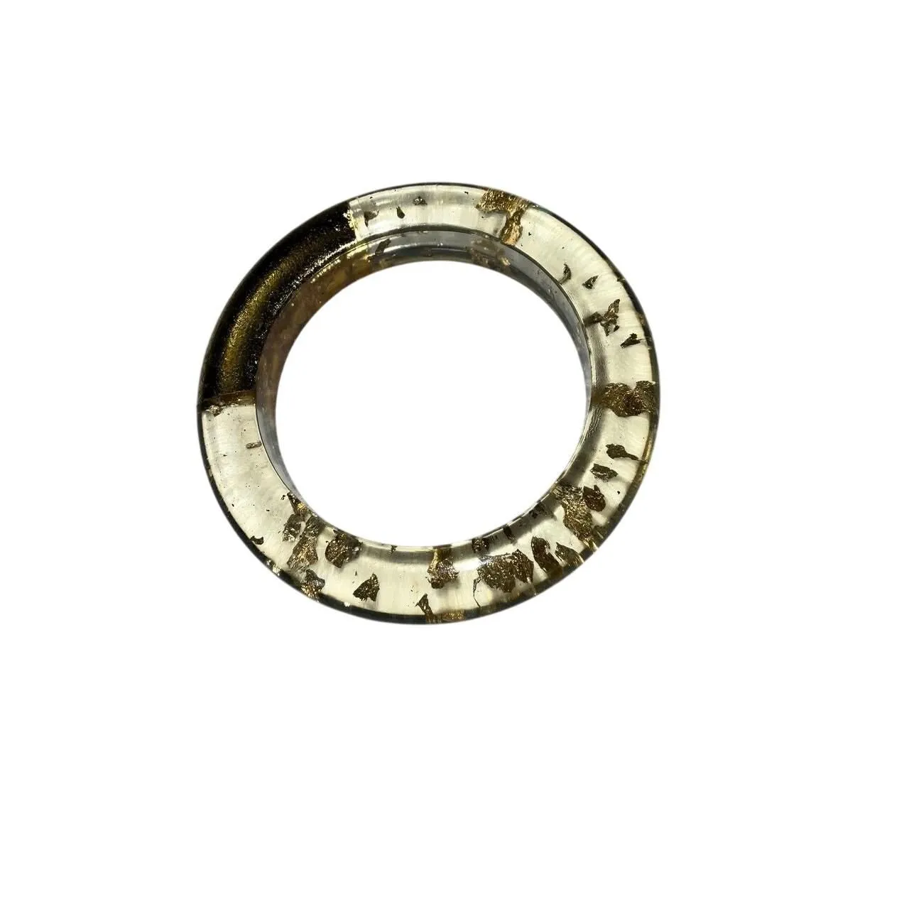 Product image for Iris Apfel & Bajalia Artisan Clear Resin Bangle Bracelet Gold Foil Flakes Accent - Bracelet - new