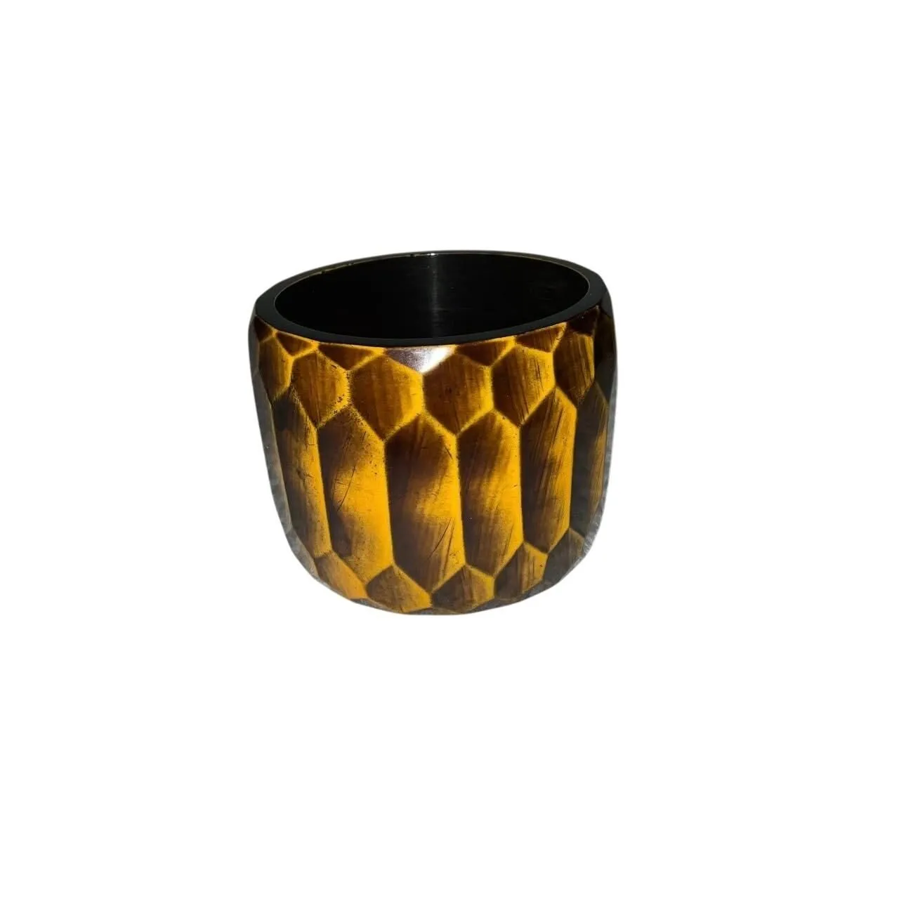 Product image for Iris Apfel & Bajalia Amber Brown Resin Bangle Bracelet Carved Honeycomb Design - Bracelet - new