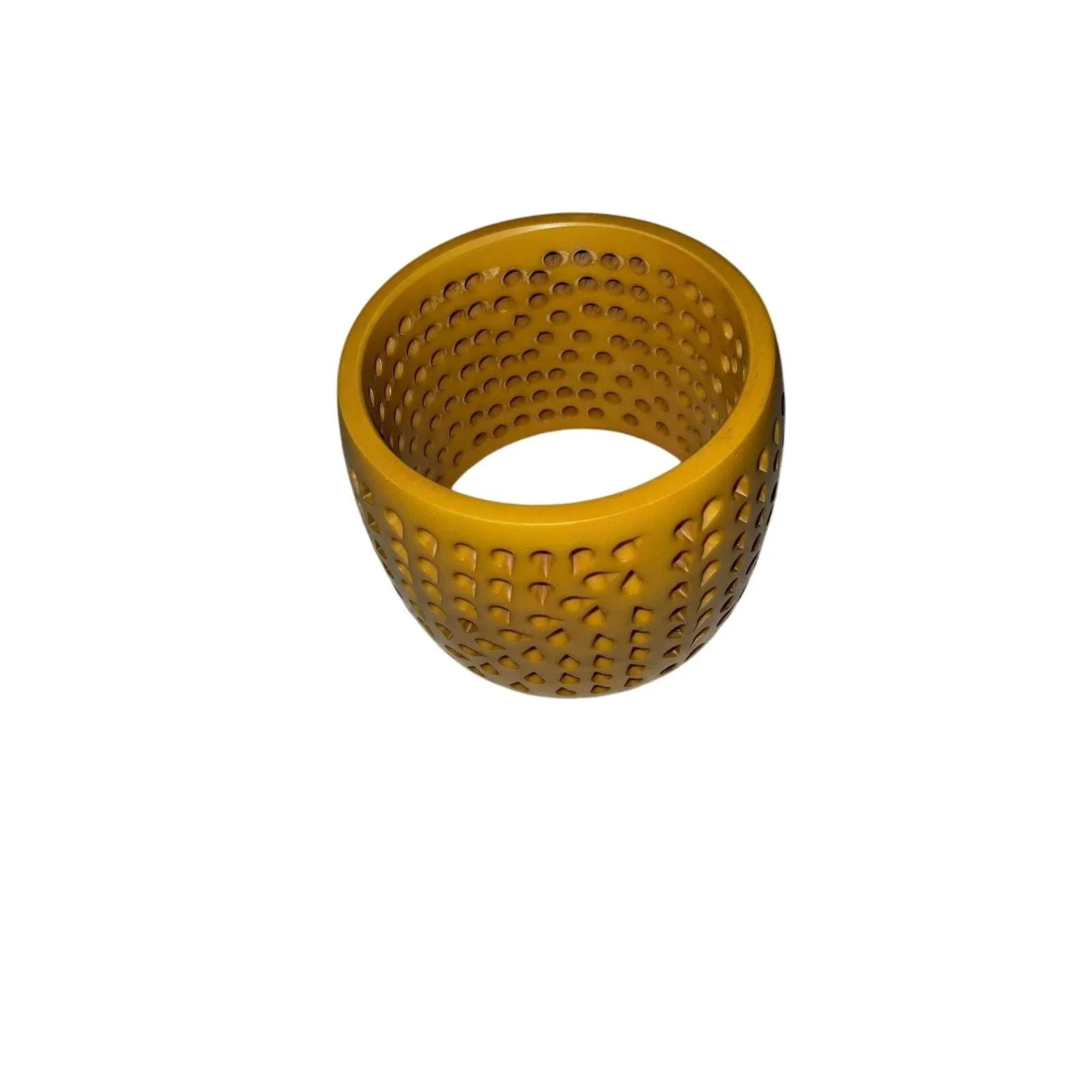 Product image for Iris Apfel & Bajalia Yellow Resin Bangle Bracelet Carved Cutout Tribal Style - Bracelet - new