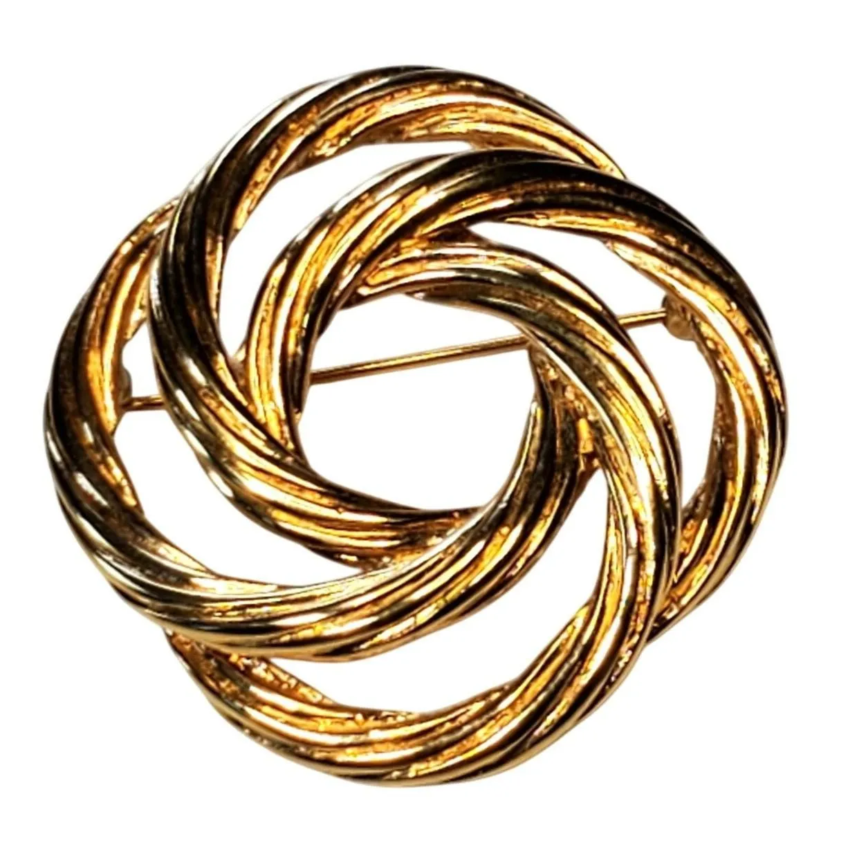 Product image for Vintage Signed Monet Round Twist Brooch Pin Gold Tone Designer Costume Jewelry - Brooch - pre-owned---excellent