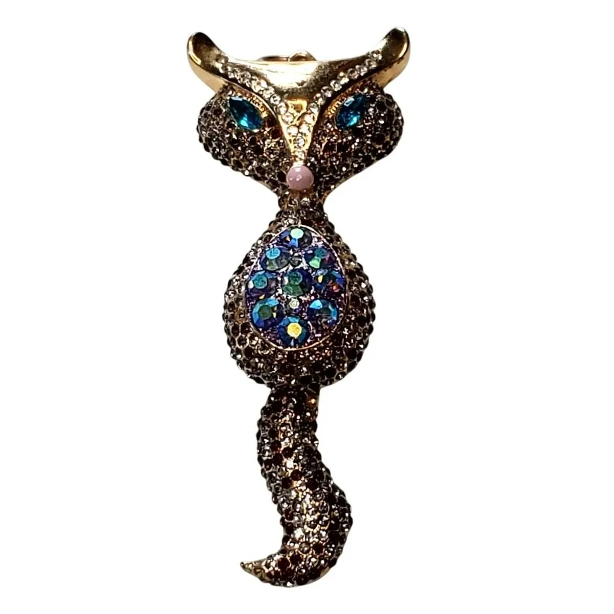Product image for Betsey Johnson Gold Tone Rhinestone Fox Pendant Only No Chain 3" Unsigned - Pendant - pre-owned---excellent