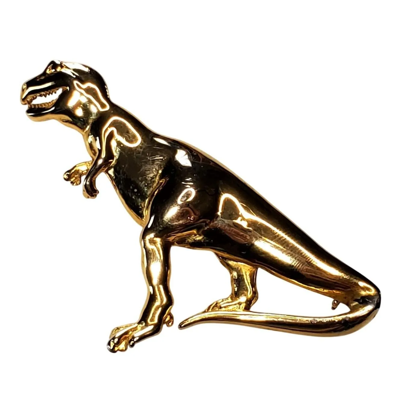 Product image for Large Gold Brass 2" Tyrannosaurus Rex Dinosaur Paleontologist Pin Brooch T-Rex - Brooch - pre-owned---excellent