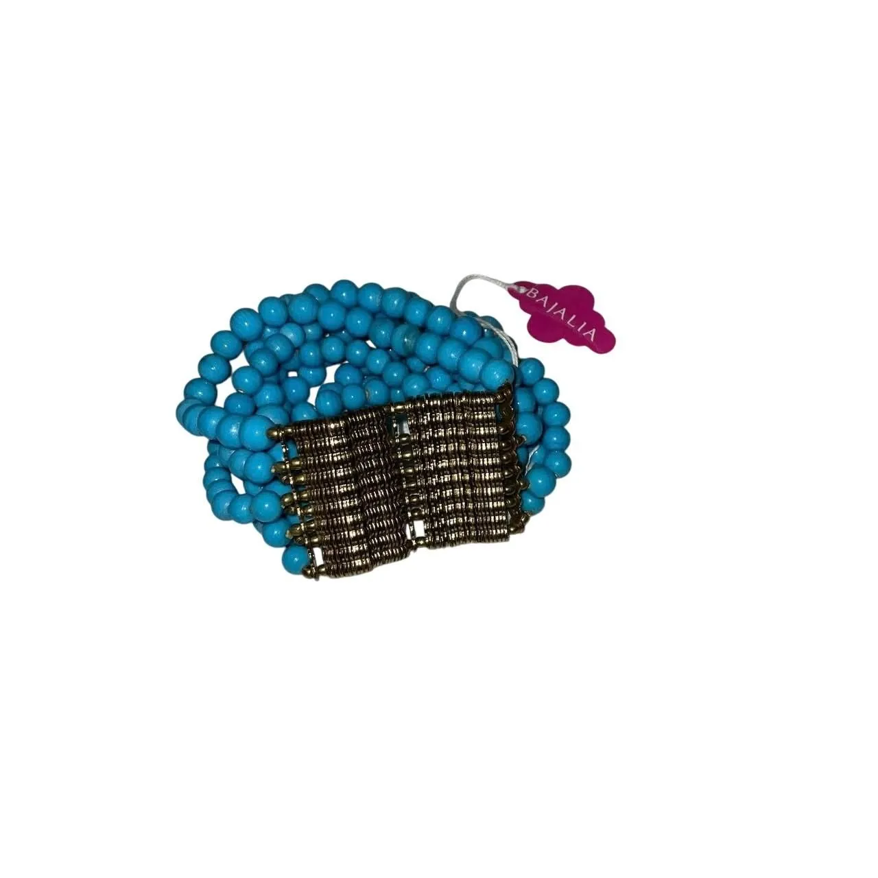 Product image for Iris Apfel & Bajalia Blue Beaded Stretch Tribal Multi Strand Cuff Bracelet - Bracelet - new