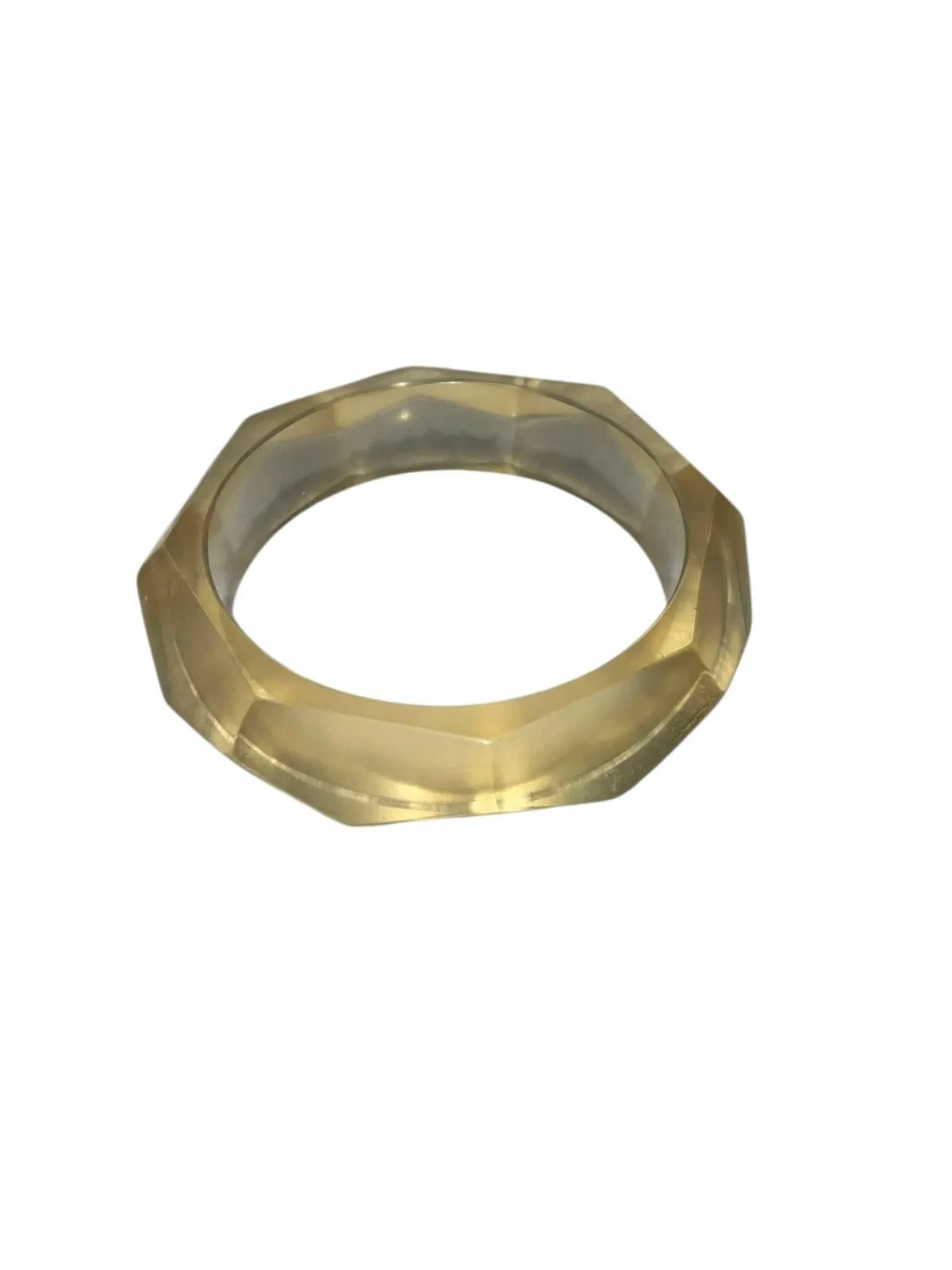 Product image for Iris Apfel & Bajalia Faceted Lucite Bangle Bracelet Translucent Amber Yellow  - Bracelet - new