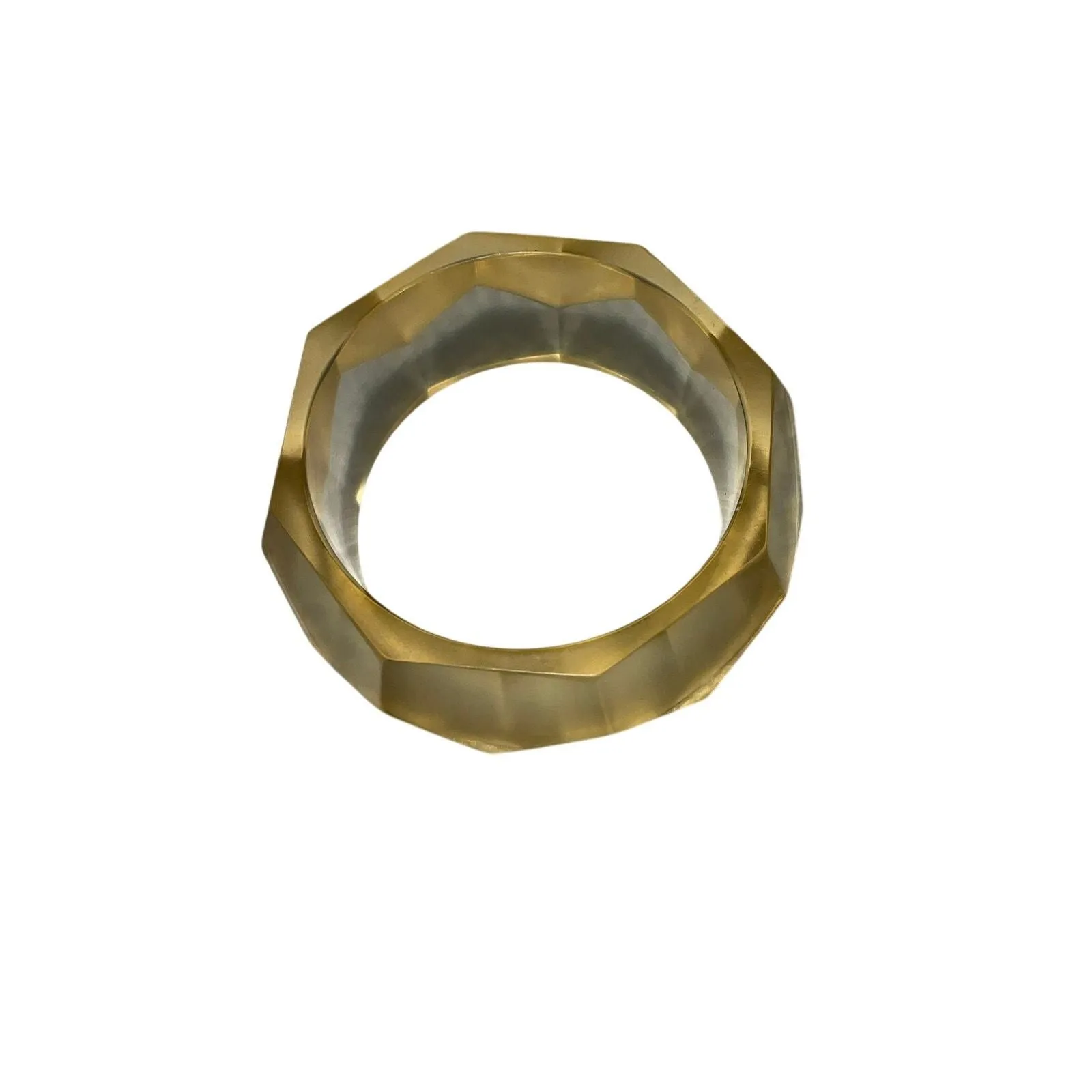 Product image for Iris Apfel & Bajalia Faceted Chunky Lucite Wide Bangle Translucent Amber Yellow - Bracelet - new