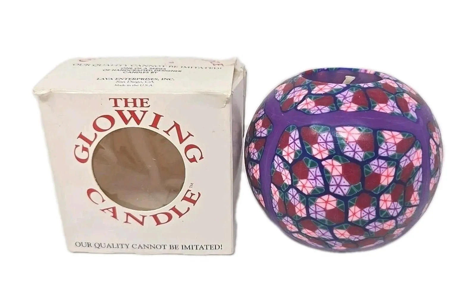 Product image for The Glowing Candle Factory Vintage Multicolor Round Candle New Box Rare 4” U308