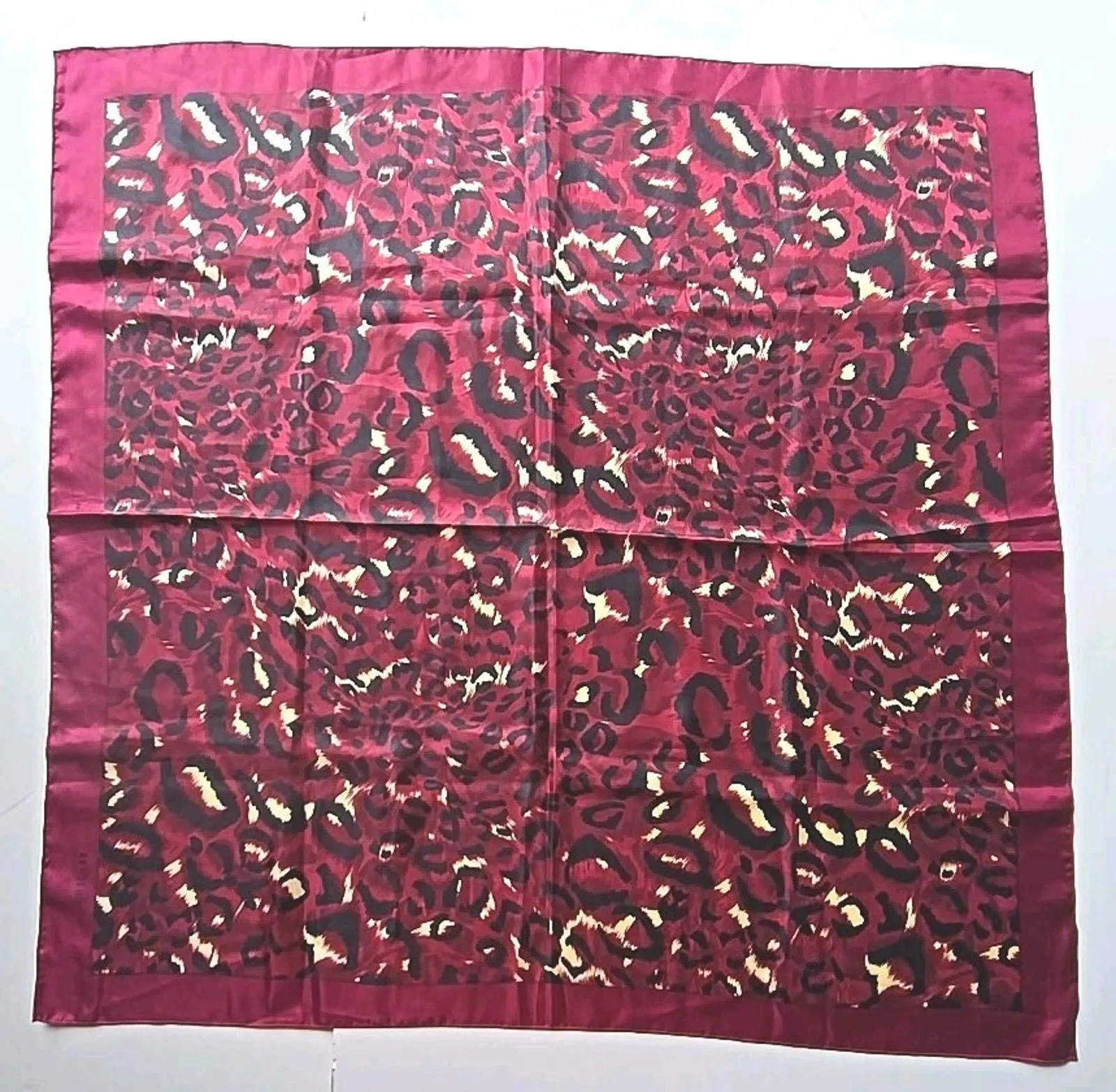 Product image for Authentic Kkusebo Leopard Burgundy Polyester Scarf Scarf abt 35" x 34" U308