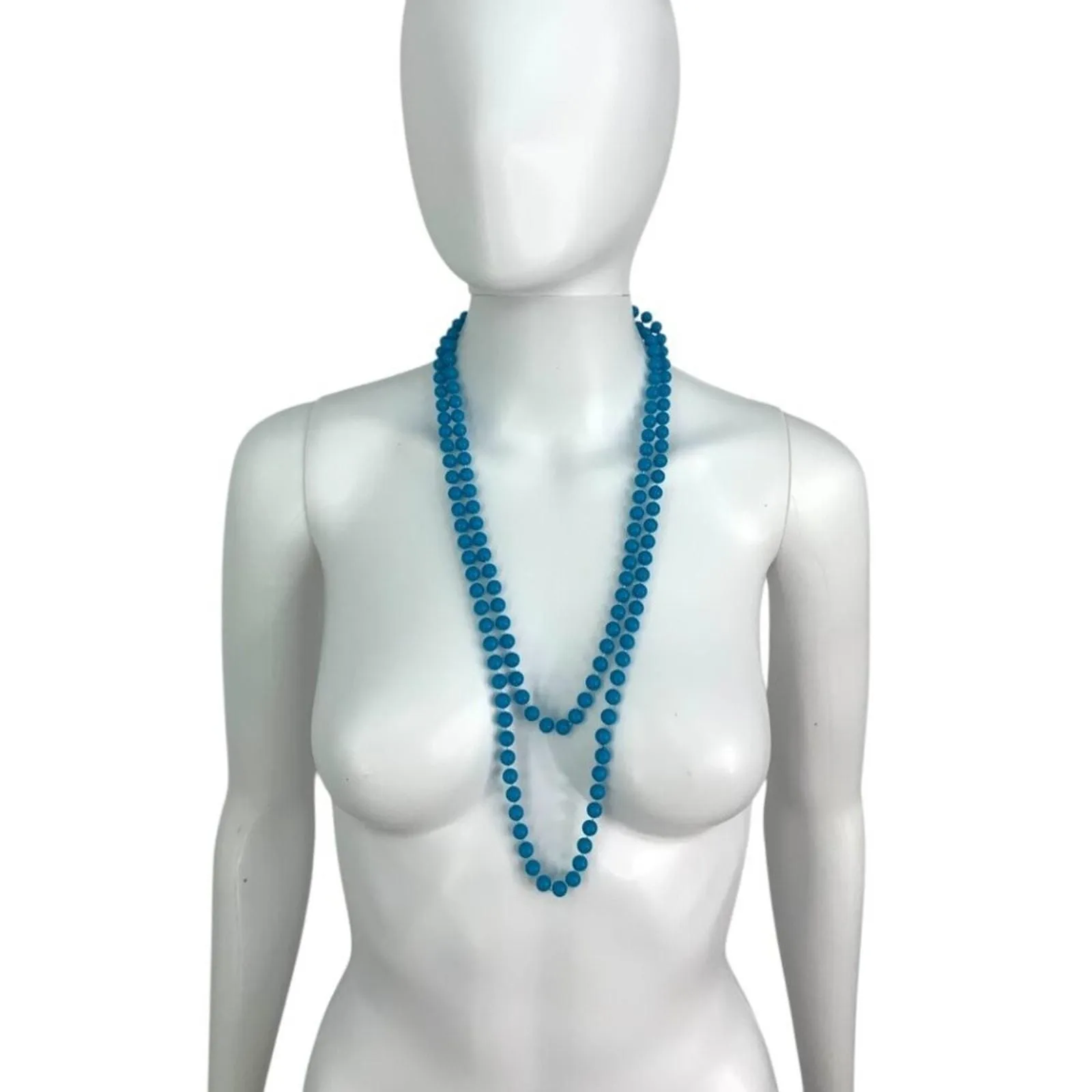 Product image for Vintage Aqua Blue Long Beaded Layering Necklace - pre-owned---good