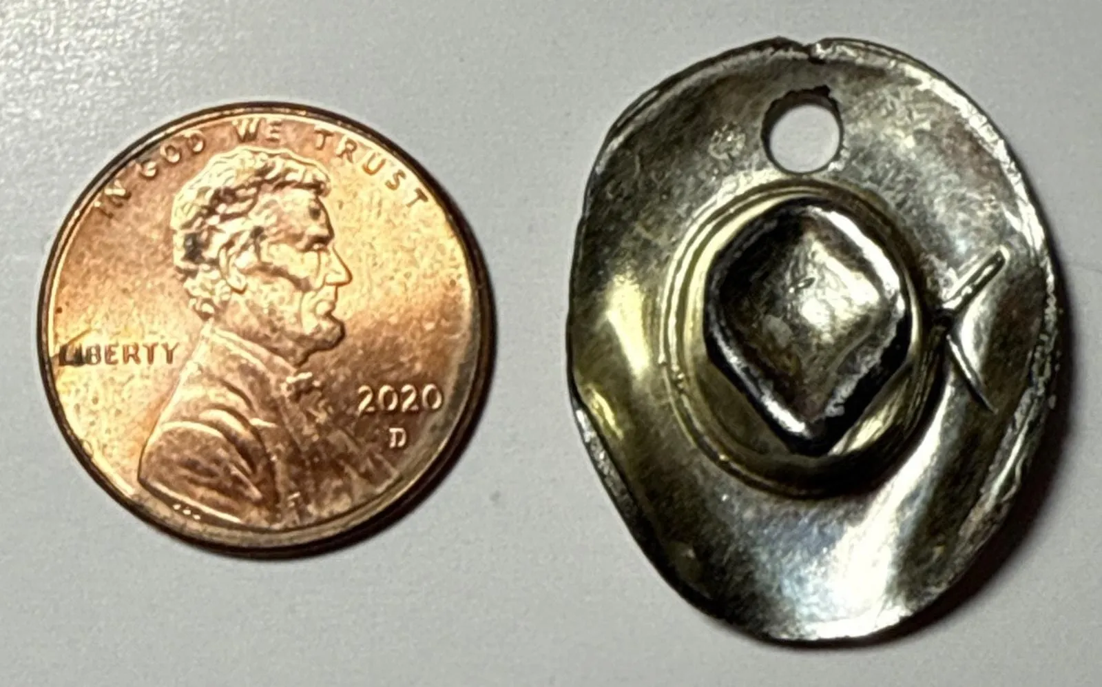 Product image for Vintage Silver Tone Metallic Cracker Jack Cowboy Hat Charm 1L